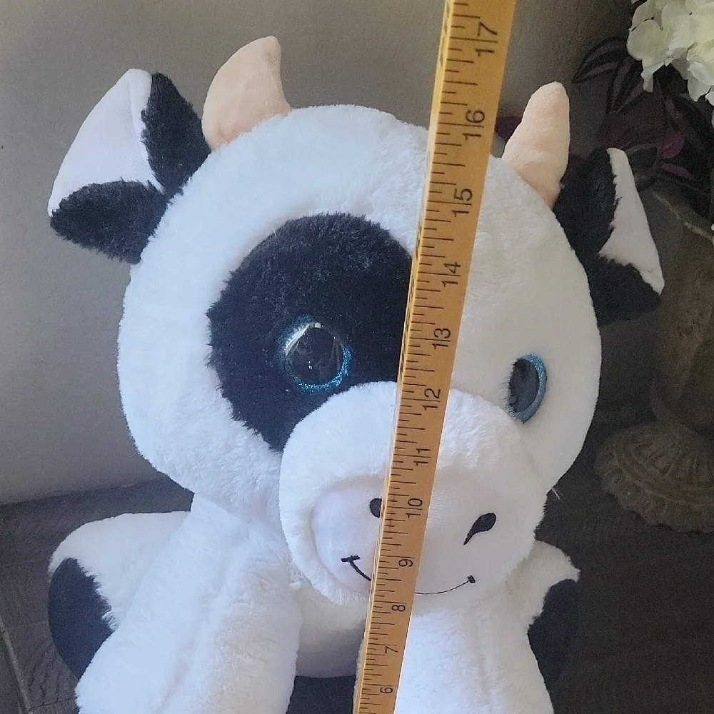 Toy Factory Adorable Black and White Cow,glitter Eyes Plush Toy